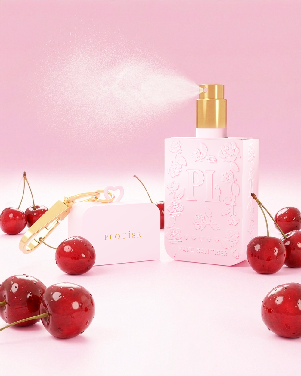Różowy spray do dezynfekcji rąk P.Louise wiśniowy