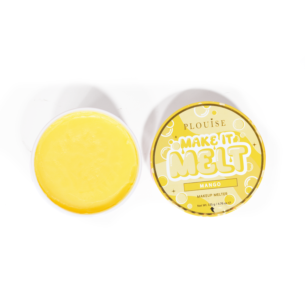 Otwarta tuba balsamu oczyszczającego P. Louise Make It Melt Makeup o zapachu mango na białym tle