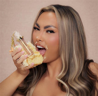 Woman eating coconut cake