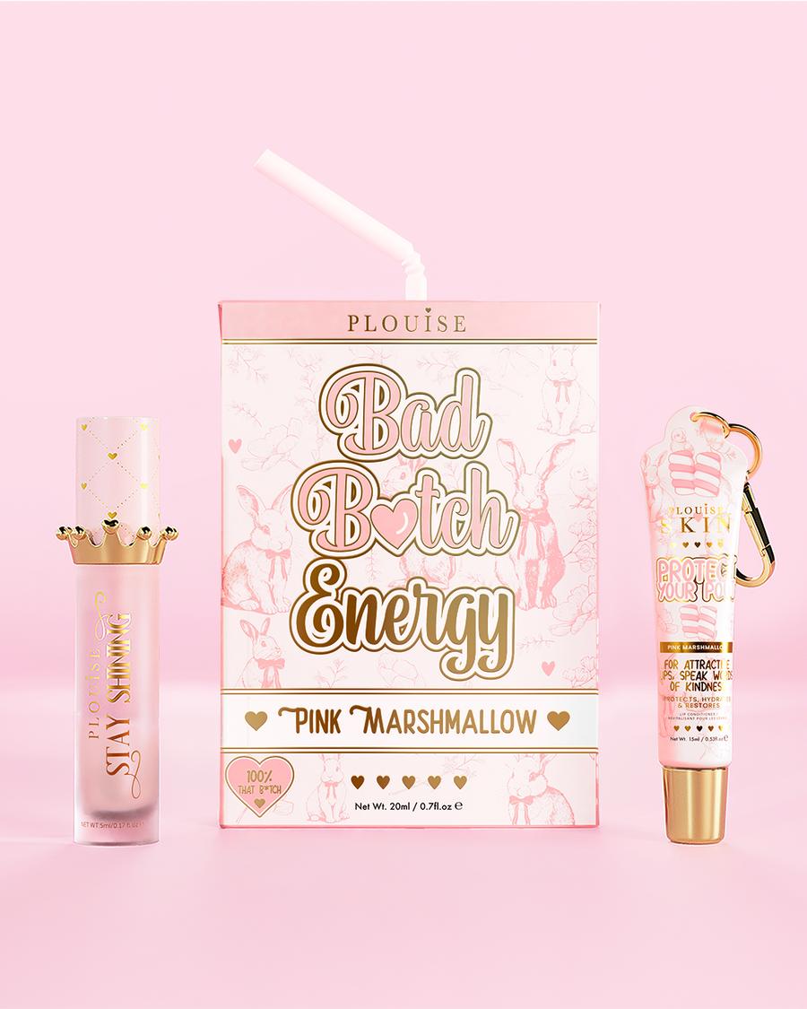 P.Louise „Bad Bitch Energy” duet różowych ust typu marshmallow na różowym tle