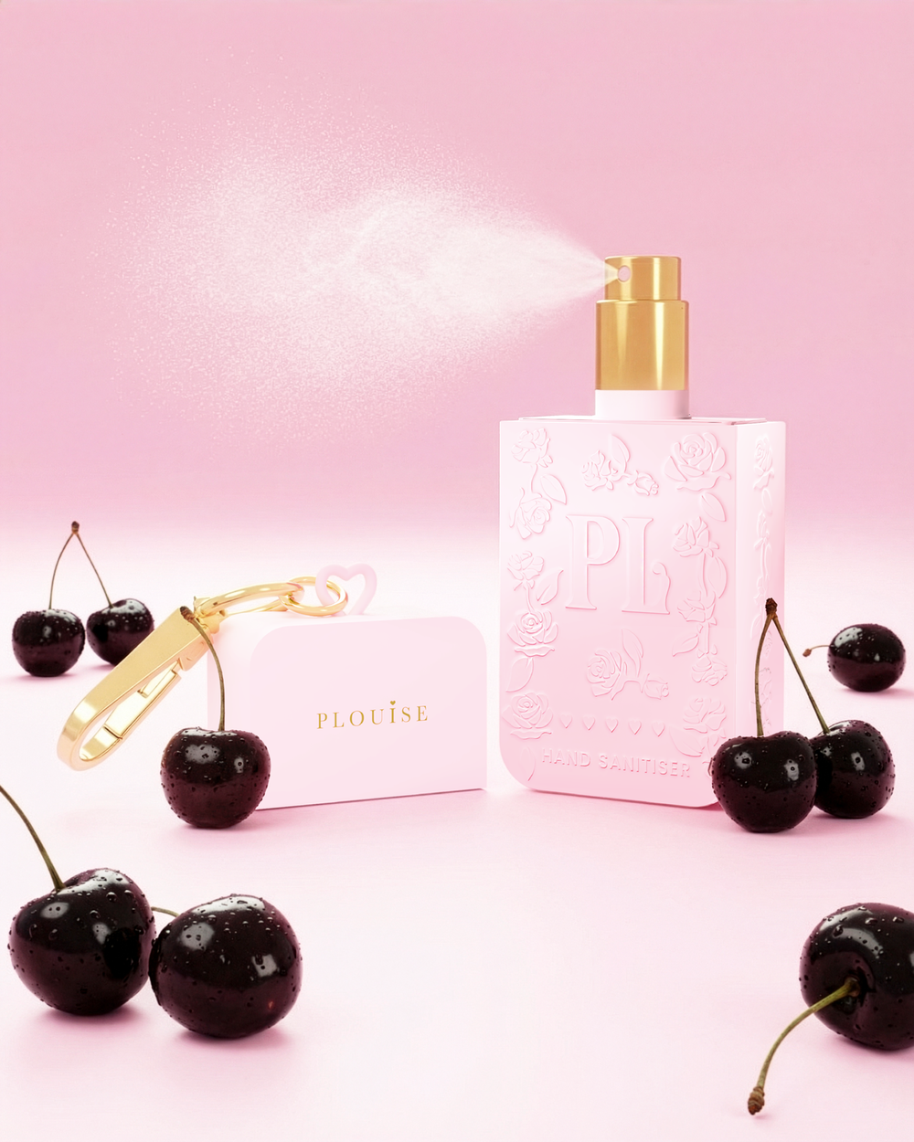 Różowy spray do dezynfekcji rąk P.Louise Black Cherry