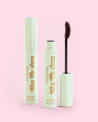 Green tube of P.Louise Wisp Me Away Growth Lash Mascara in shade brown