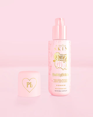 Pink bottle of One Mist Moisturising Mist in strawberry shortcake scent