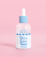 Niebiesko-biała butelka PLouise Rise and Shine Hyaluronic Serum w kolorze niebiesko-malinowym